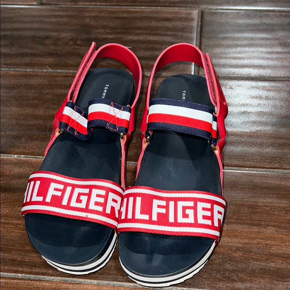 Tommy Hilfiger Red and Navy Women's Sandals